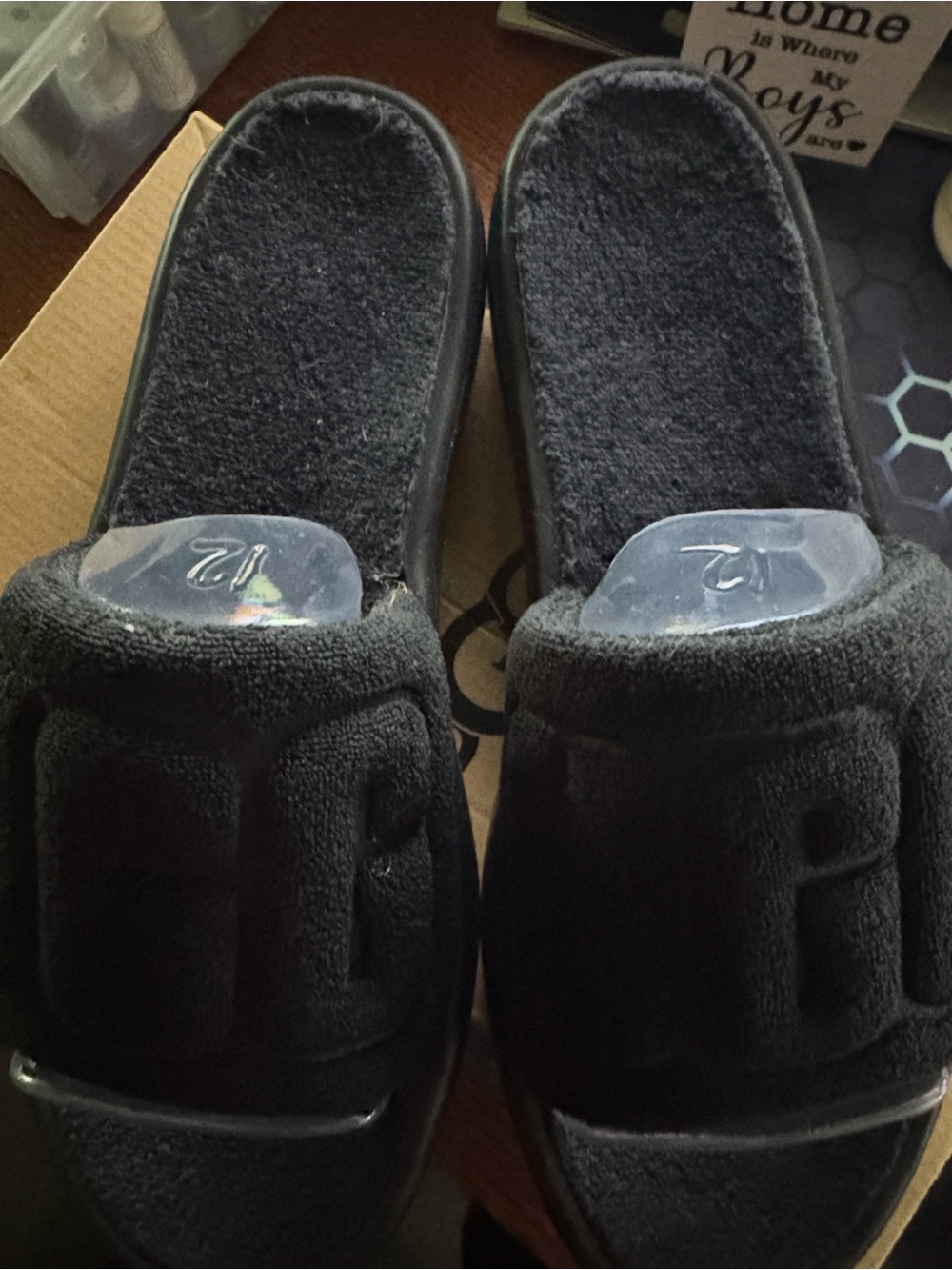 UGG Black Plush Slide Sandals